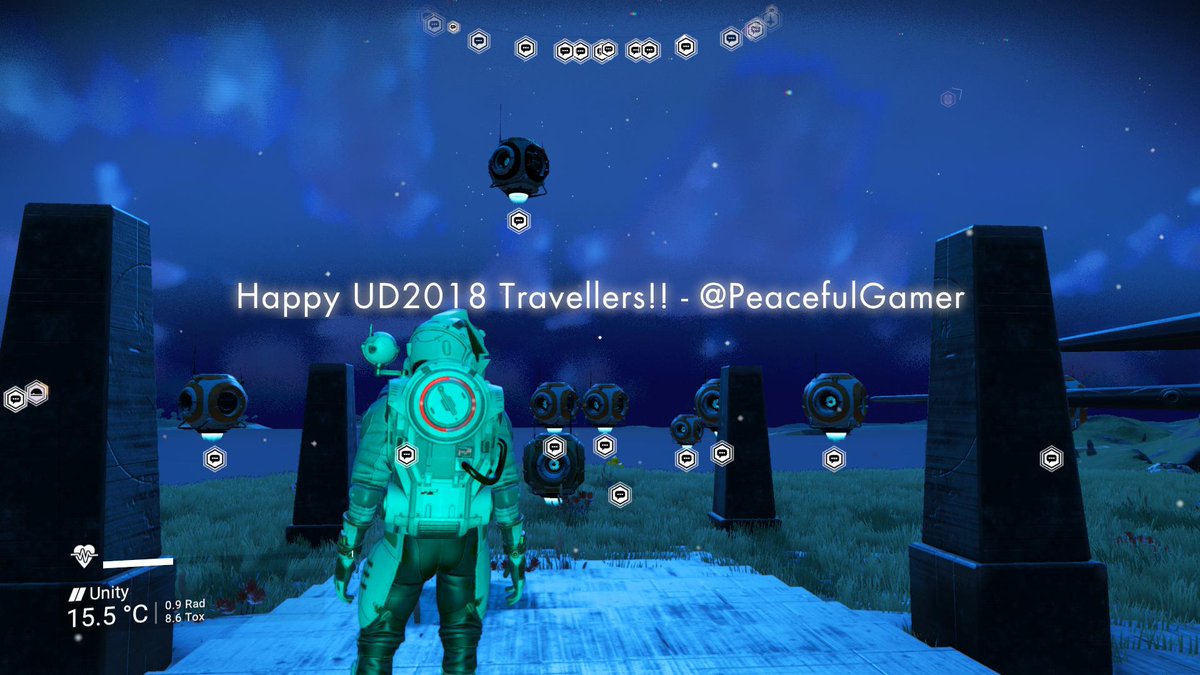 PeacefulGamer's tweet photo. Happy #UD2018 Travellers!
Beautiful planet for this year's festivities!
#NoMansSky @hellogames #PS4share https://t.co/1QJ37owGSB
