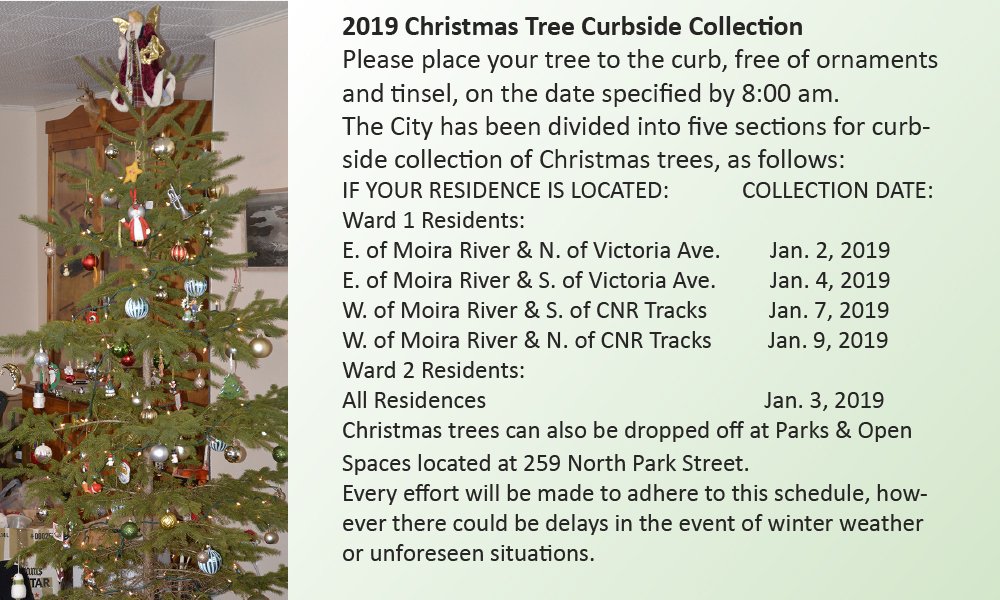 Christmas Tree Curbside Pickup Schedule. BellevilleOn https//t.co