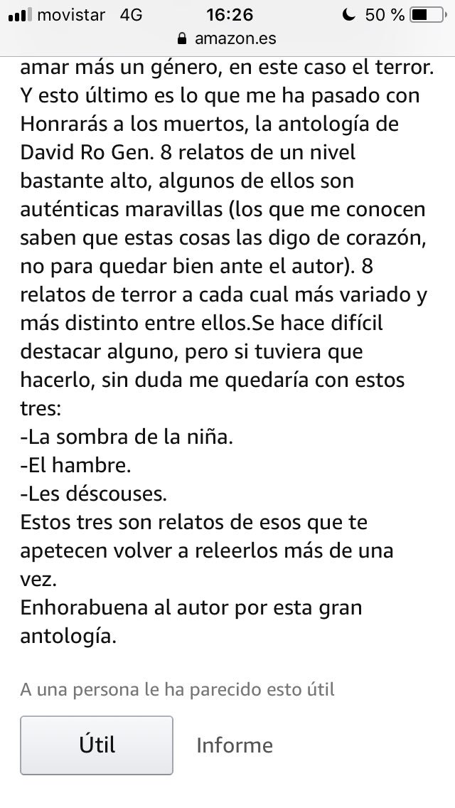 rozikas79's tweet image. Honrarás a los muertos ya no está disponible para su descarga porque será reeditada bajo sello editorial este año próximo. Pero me sigue dando alegrías como esta. Mil gracias, Jorge. #HALM #Muertos #relatos #FelizAño2019 #Terror #antologias