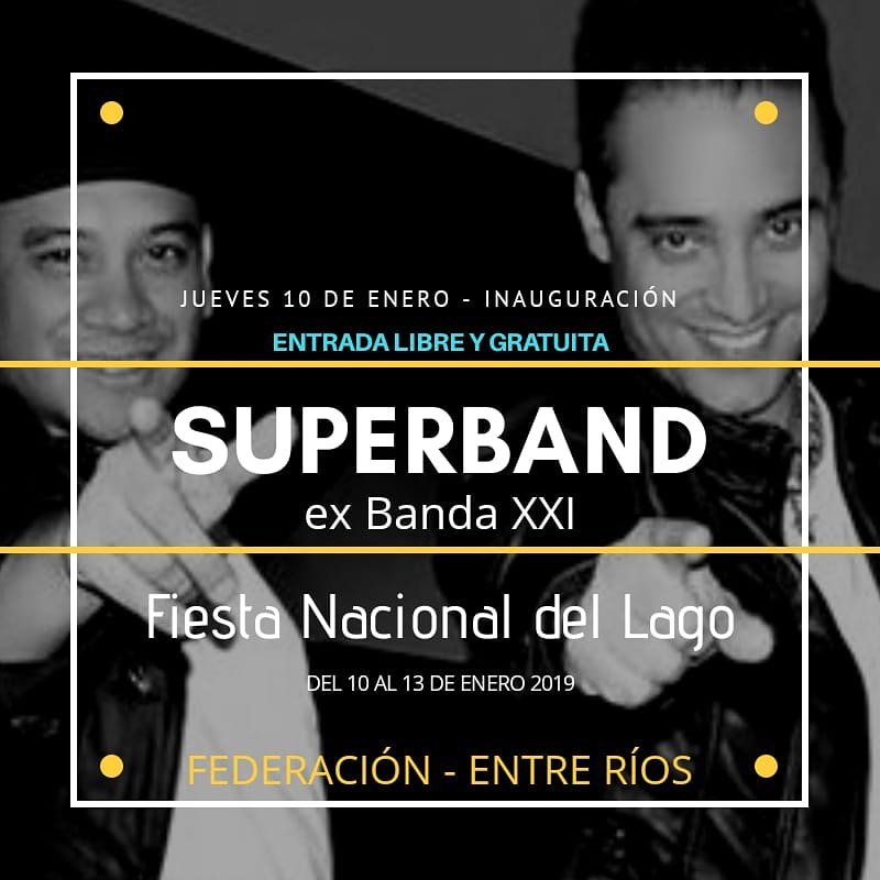 AcuarelaProduc's tweet photo. 🎉 JUEVES 10 DE ENERO DE 2019 🎉

INAUGURACIÓN OFICIAL DE LA 36° FIESTA NACIONAL DEL LAGO

Superband En VIVO 
Superband

🎫 Entrada libre y gratuita!! https://t.co/xT9sbWSooa
