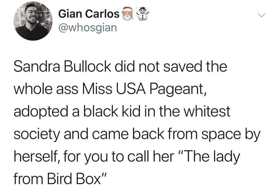 LauraAshlee09's tweet photo. Sheer disrespect. We got you girl 👊🏻 #SandraBullock #TheBirdBox #disrespectful https://t.co/YeXJ3nlI2E