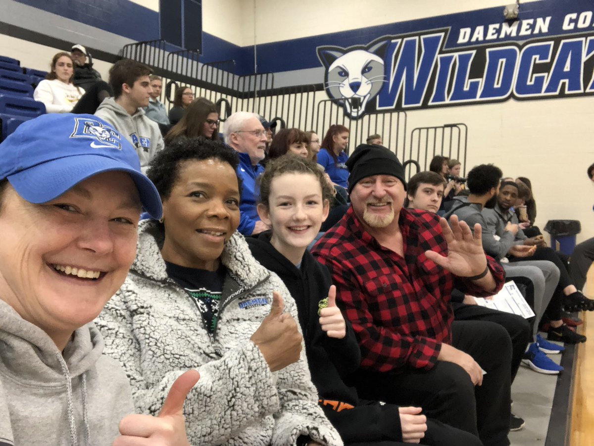 karamdm's tweet photo. So happy to be back court side with the crew. Go Wildcats! 🏀🏀 @AdrianeAzwllms @DaemenMBB @DaemenAthletics @coachmiranto @WNYsD2AD @J_sarkis21 @JRedband https://t.co/Ox8LDribR1