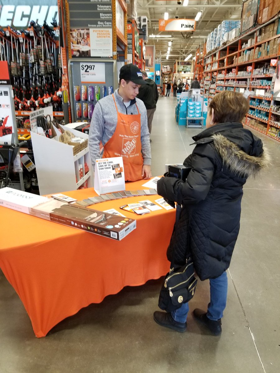 MBECKERBETS's tweet photo. Flooring specialists driving some flooring sales on this cold Saturday! Stop by the Mankato Home Depot to learn about all the benefits of our Lifeproof vinyl plank flooring and installation services! #servicesevent @MELANIEPAULSEN1 @LISA_M_MCCARTY1 @russ_brinkman @PGnac https://t.co/6vO8ywO8st