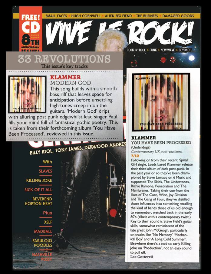 Many thanks to #ViveLeRock magazine and Lee Cotterell for reviewing the album and putting 'Modern God' as one of their 'This Issue's Key Tracks' In case you missed it here's the video youtube.com/watch?v=WBDvVP…