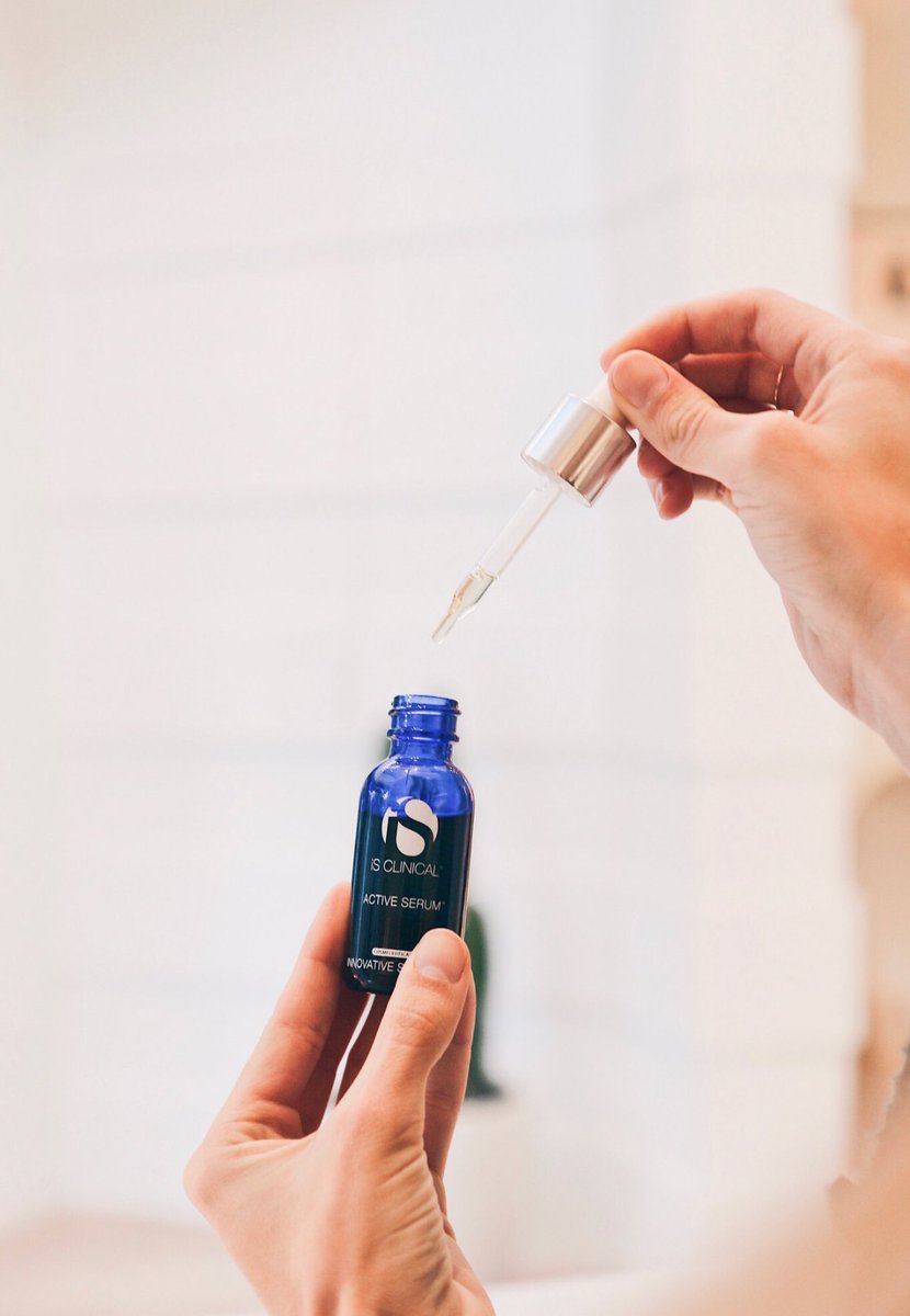facileskin's tweet photo. NEW on our shelves! #iSClinical Active Serum is formulated to decrease the appearance of fine lines and wrinkles, visibly even skin tone, and help blemish-prone skin within just a few days! #FacileSkin https://t.co/TN3I9rYf9R