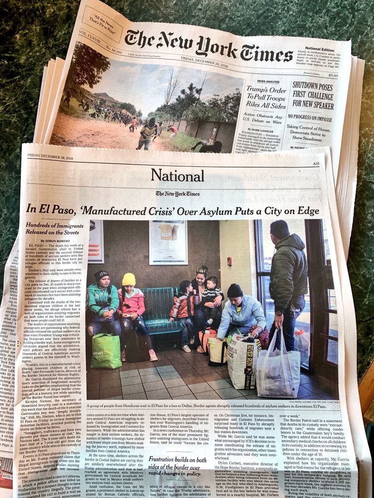 i_p_a_1's tweet image. Nice way to end 2018, my work on the front page of the National Section of the @nytimes 🙌🏻. I am always honored to be able to help tell significant stories of my community &amp;amp; region on this prestigious scale.🙏 #nytassignment #elpaso #borderstories #lafrontera #immigration #ept