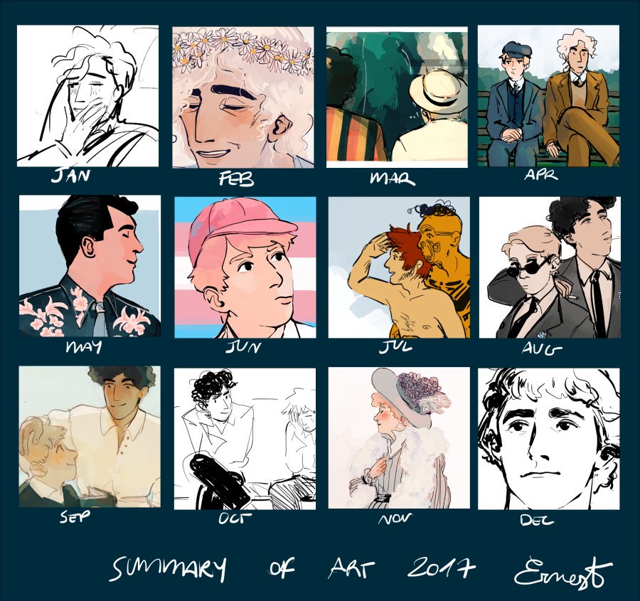 ive been sick since christmas but heres my art summary ! i hope to be able to draw more in 2019, good luck to all of us ? 