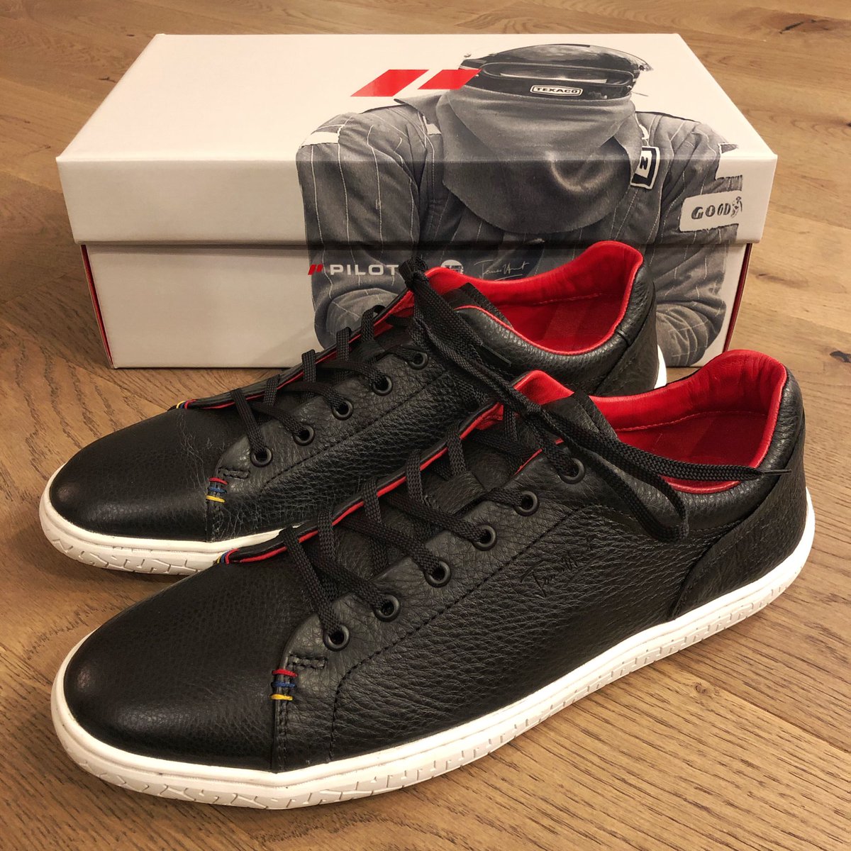 JonathanRWegner's tweet photo. Santa deemed me worthy of a pair of Piloti James Hunt sneakers this Christmas 😬 I really dig all the detailing from the packaging and unpack experience to the actual #kicks themselves. #design https://t.co/EsAGwa8MZb