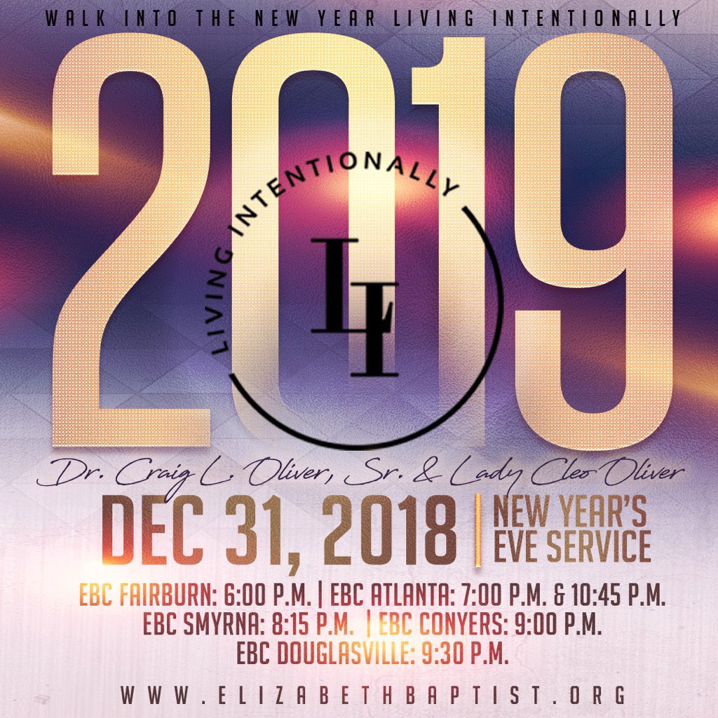The key to living a life of purpose is intentionality. Join us Monday, Dec. 31st at any of our 5 locations for our New Year’s Eve Services as we step into 2019 with intention and purpose. #ebcinyourcity #LivingIntentionally
elizabethbaptist.org