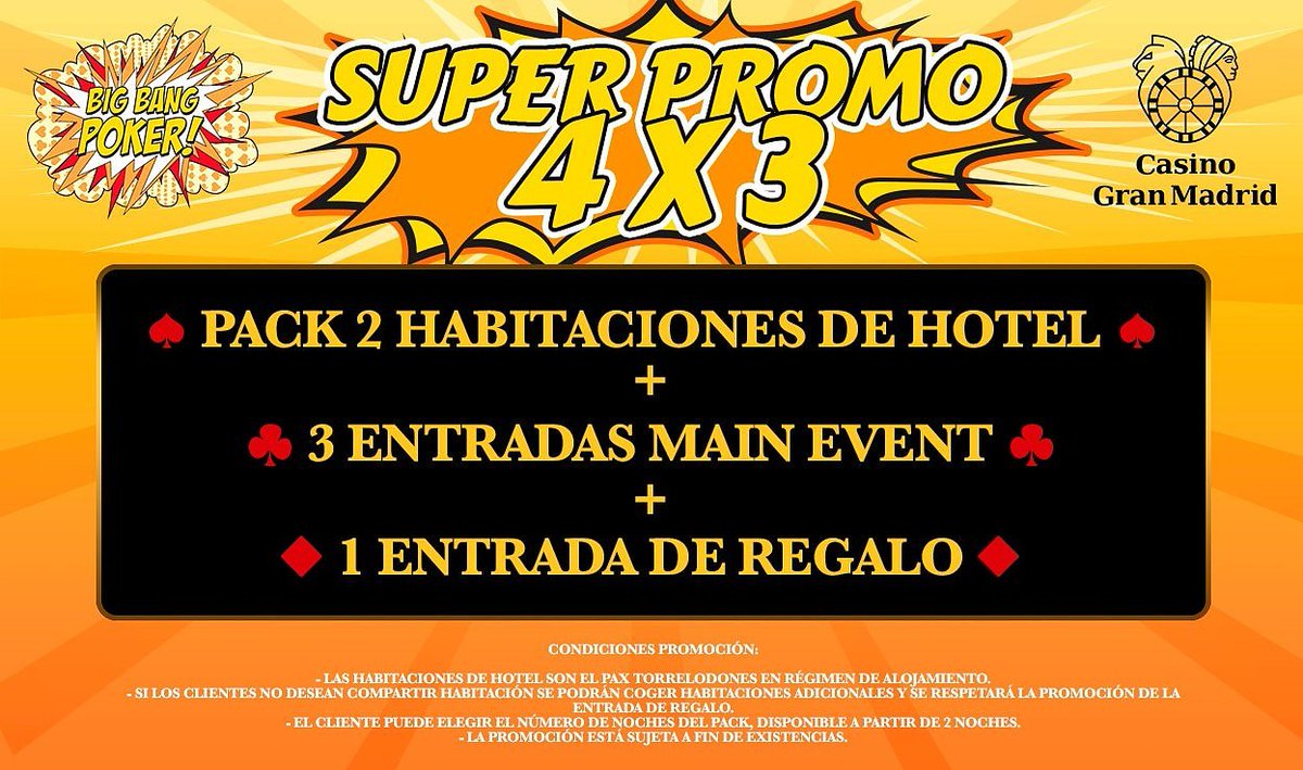goldengamesint's tweet photo. Si eres de fuera de la Comunidad de Madrid y estás pensando en venir a jugar las #BigBangPoker.
Tu entrada 🎫 al main Event te puede salir gratis 😎 con esta promo, + info https://t.co/p0cQOxM0l6
#goldenpoker #promofree #BigBangPoker #Grancasinomadrid #pokertournaments #poker https://t.co/w46JpQHoO1