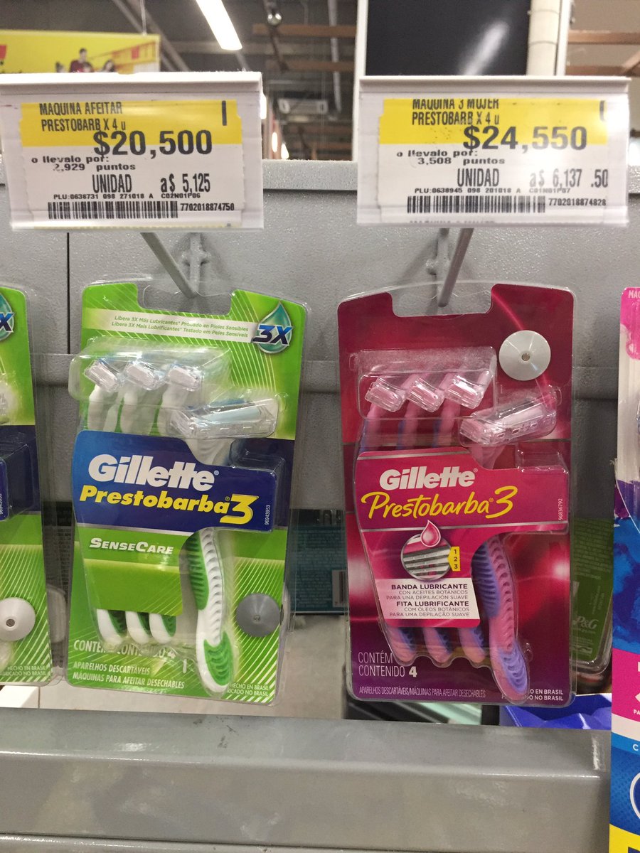 hoyoscata's tweet photo. @Gillette una explicación por favor. $4.050 COP porque es rosadita? Es en serio? #pinktax https://t.co/pybNF5n0O7