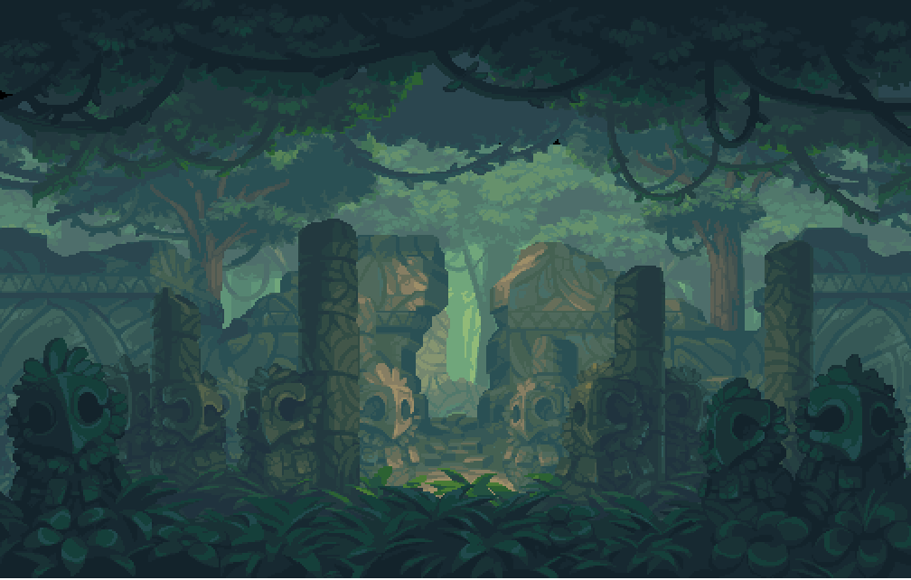 8 Bit Pixel Forest Background
