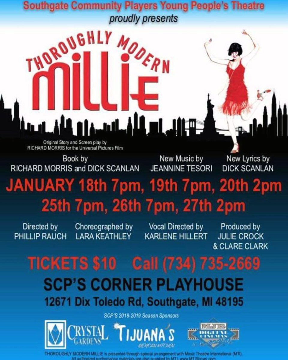 fivecoat_gerry's tweet photo. Great opportunity coming up to see an excellent show. SCP presents Throughly Modern Millie. Starring Aiyanna Fivecoat as Millie. Tickets are selling fast, so don't miss your opportunity to be entertained.🎶💃❤ @a5coat #SCP #CornerPlayhouse #GimmeGimme #ForgetAboutTheBoy #Musical https://t.co/t8B1cwaxTN