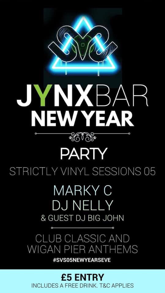jynxBar's tweet photo. 🎉NYE🎉
🔥STRICTLY VINYL SESSIONS 05🔥

🌟Marky C &amp; DJ Nelly &amp; guest DJ Big John 🎧🙌🎵

🥳£5 a ticket FREE drink upon entry🥂
Tickets available from the bar 

🎧Wigan Pier Anthems, Clubland Classics

#JynxBar #NewYearsEve #StrictlyVinyl #WiganPier #ClubLandClassics https://t.co/ufpaNRpXkM