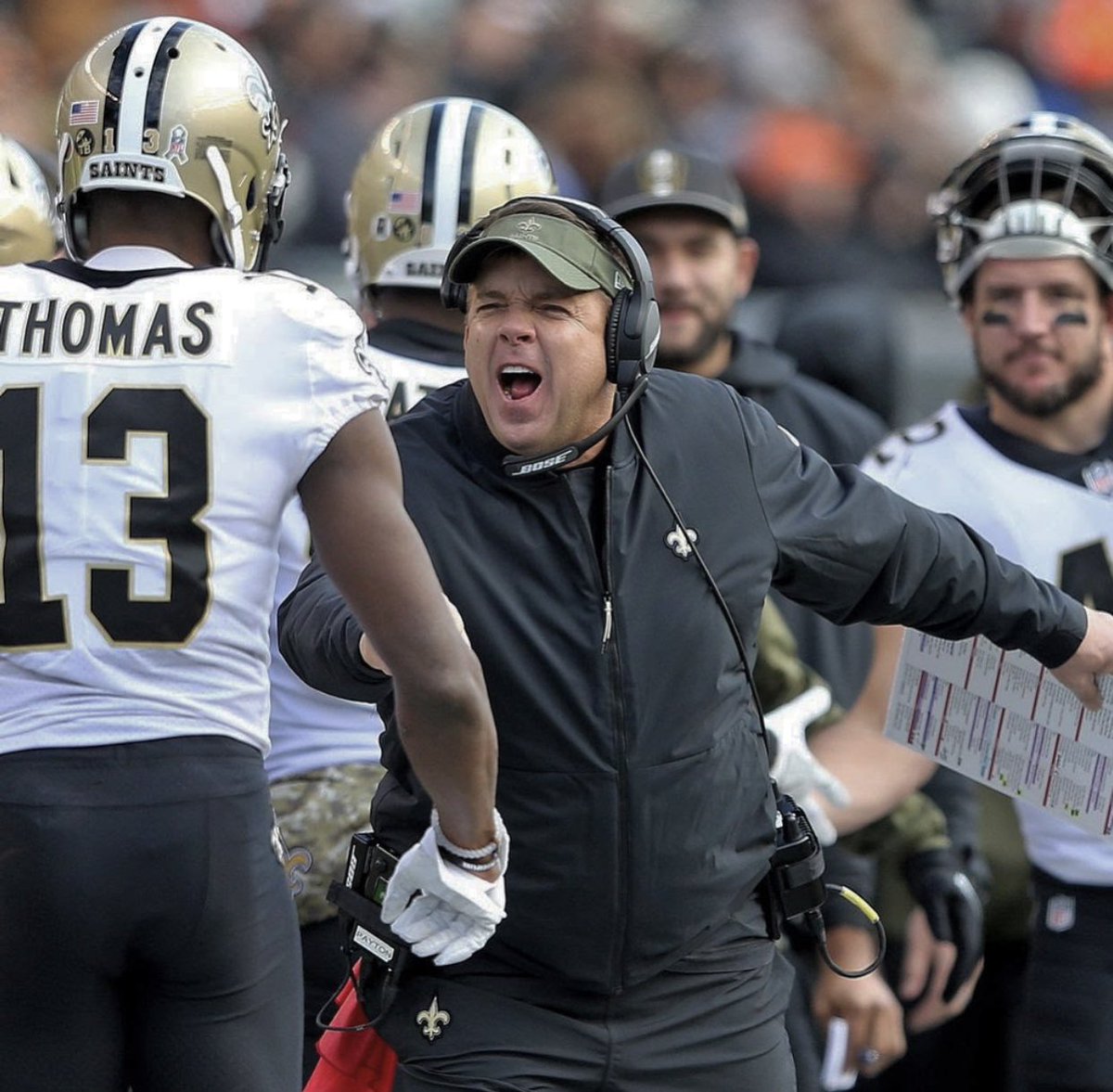Cantguardmike's tweet photo. Everyone wish my coach a Happy Birthday for me @SeanPayton . From 7-9 my Rookie Year to the #1 seed today. Those tables definitely do turn! Jokes on you now if you doubted. Still not finished ⚜️🧘🏾‍♂️🎁🎉 https://t.co/4jFNq1Cnme