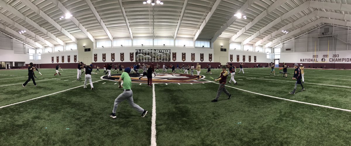 MMBaseballCamps's tweet photo. Another Great Day at @MMBaseballCamps Hitting Clinic.  Hitting Prep, cage &amp; video work PLUS LIVE BP on @FSUBaseball’s MMF!   #WeTeach https://t.co/H3IBl42uK9