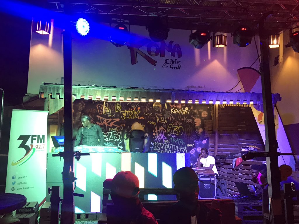3fm927's tweet photo. Stage is set!

We are live at Kona Cafe &amp; Grill, Osu for #3FMJamIn10 Grand Finale 🚀 https://t.co/P7jNJrTKd0
