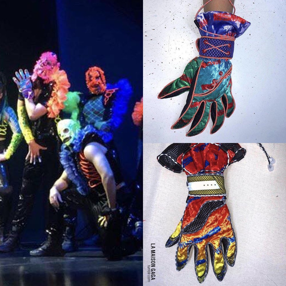LaMaisonGaga_'s tweet photo. Lady Gaga's dancers wore bespoke gloves and masks created by Antwerp-based emerging designer @SensenLii! https://t.co/5awUuM4Fh7