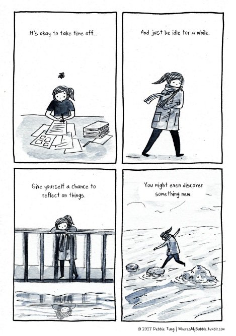 CharitySANE's tweet photo. What do you do to #selfreflect on your day? Tell us below. Credit: @WheresMyBubble #selfcare https://t.co/6sMAcn0v90
