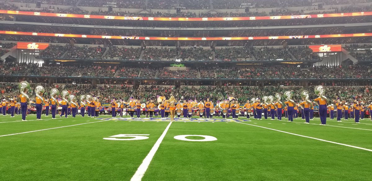 Thanking all of our sponsors as we take the field at the #CottonBowl2018! <a href="/vicfirth/">Vic Firth</a> <a href="/remopercussion/">Remo Inc.</a> <a href="/SABIAN_Cymbals/">SABIAN Cymbals</a> <a href="/YamahaDrums/">Yamaha Drums</a> <a href="/SwaggTagz/">Swagg Tagz Drum Wraps</a> <a href="/MarchingHealth/">Marching Health</a> THANK YOU!! #ALLIN #CFBPlayoff #ClemsonFamily #GoTigers