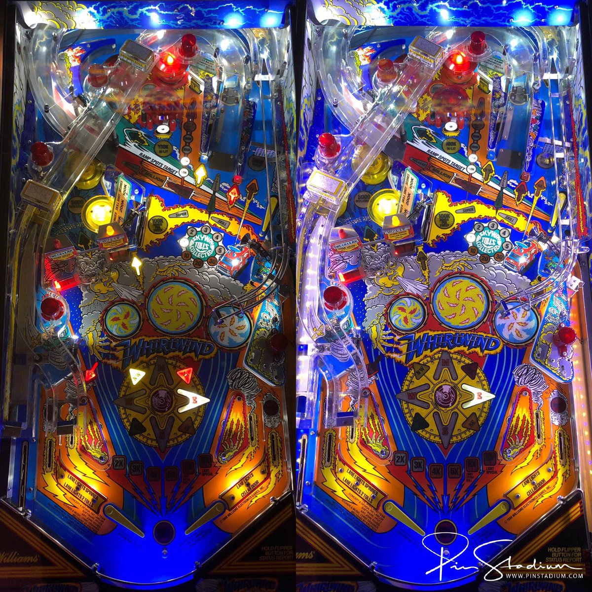 pinstadium's tweet photo. Whirlwind gets a gust of wind from Pin Stadium! #Pinball #pinballmachine #whirlwindpinball #pinstadium #pinballmod #pinballled #pinballmachines #pinballmods @buffalopinball @__twip__ @PAPApinball @PathofPlay @TitanPinball @PBUndesirables @Dead_Flip https://t.co/gZpyHvFrpt
