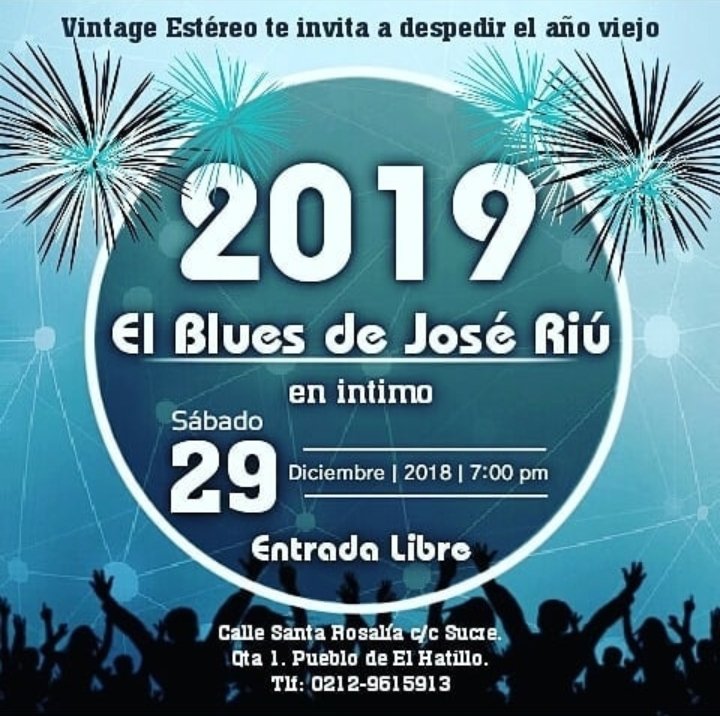 #Hoy en <a href="/vintageestereo/">Vintage Estereo</a> estará #JoseRiu #Blues cerrando el año c.Santa Rosalía El Hatillo Vente!!!