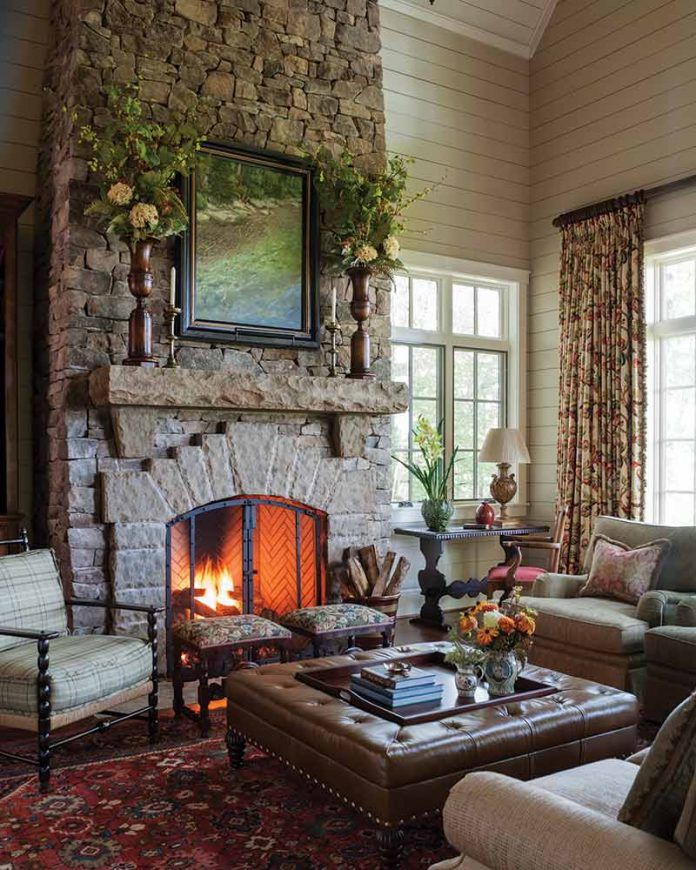 We hope your Saturday looks a little something like this 🔥 (image: Anthony Masterson, Design: Mark Simmons Interiors) #southernhomemag #southernhomes #fireplace