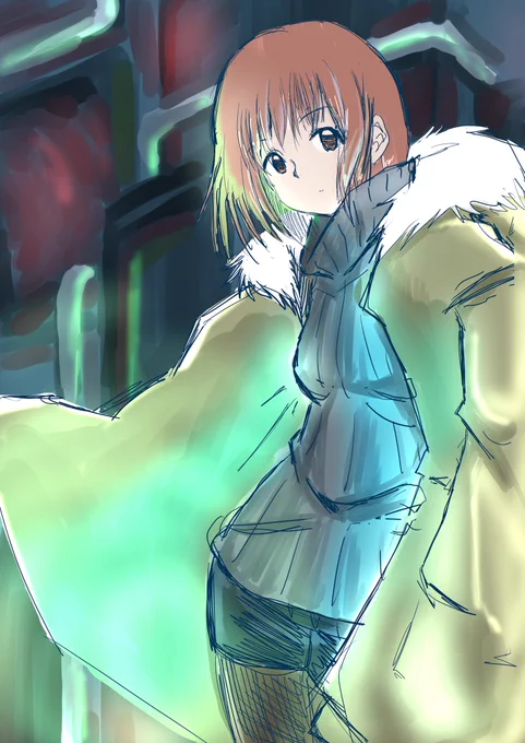 おそらく只者ではないモッズコートを着た女を描きました 