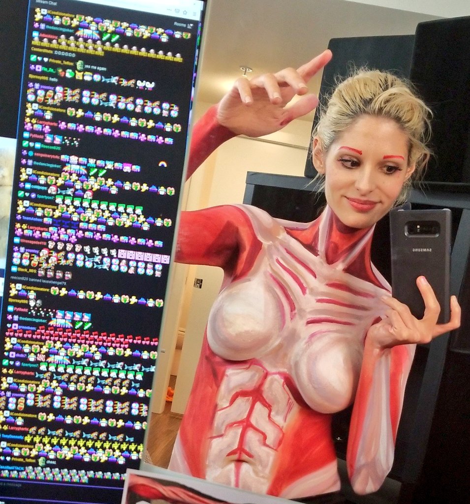 KayPikeFashion's tweet photo. #femaletitan #bodypaint Live right now on https://t.co/5pupl9KyHi https://t.co/qNYiy2zV5M