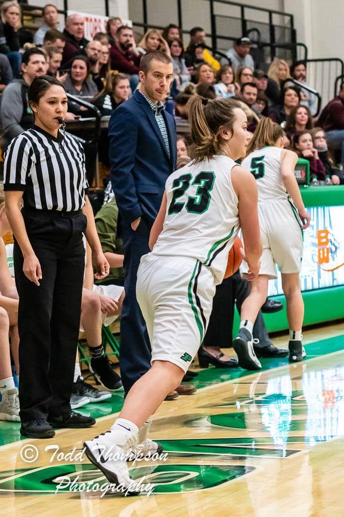Krog14's tweet photo. A bit of @SDHSAA history to share tonight:
Today marked the first SDHSAA basketball contest in history officiated by a three-person crew of All-Female &amp; All-Native American officials, as Genevieve DeMent-Osborn, Amber Sierra &amp; Mary Freddie worked the Harrisburg @ Pierre GBB game! https://t.co/trlz73oVpM