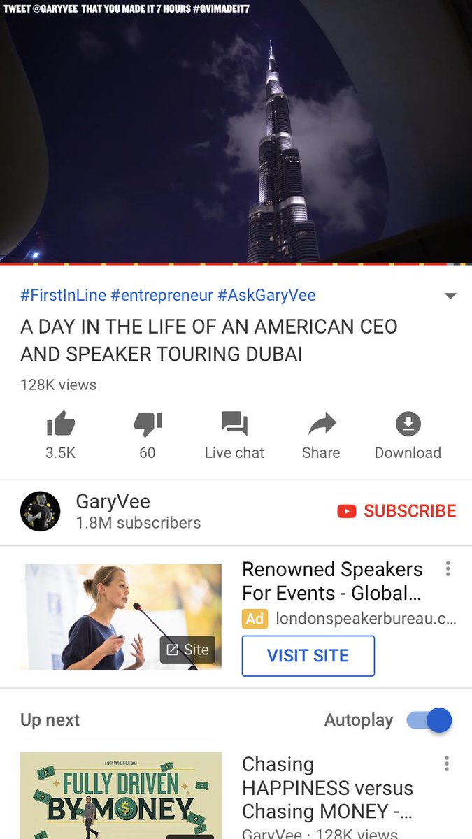 JamesBurtt's tweet photo. Might have taken me 7 days as the post-surgery meds made me sleep like a zombie but well worth seeing all 7 hours of practitioner operation from @garyvee #GVIMadeIt7 in #Dubai - I think I spotted the secret to his successes in this content... https://t.co/Zh9Sc3OXFu