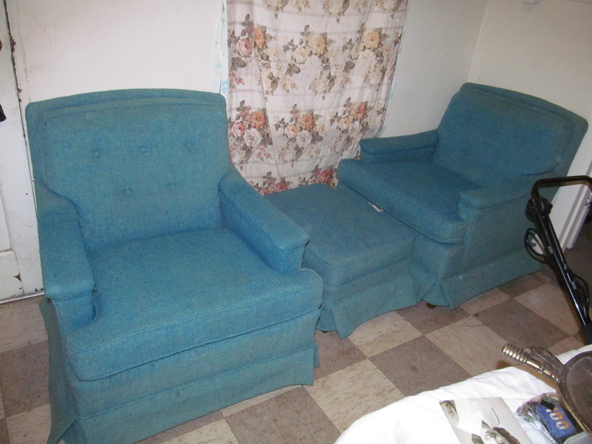 Betsy B On Twitter 2 Blue Chairs 1 Ottoman Midcentury 150