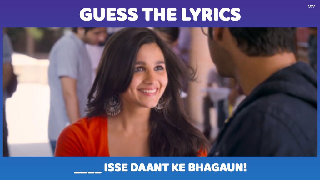 Yaa #Guess main lagaun? #GuessTheLyrics <a href="/aliaa08/">Alia Bhatt</a> <a href="/arjunk26/">arjunk26</a>