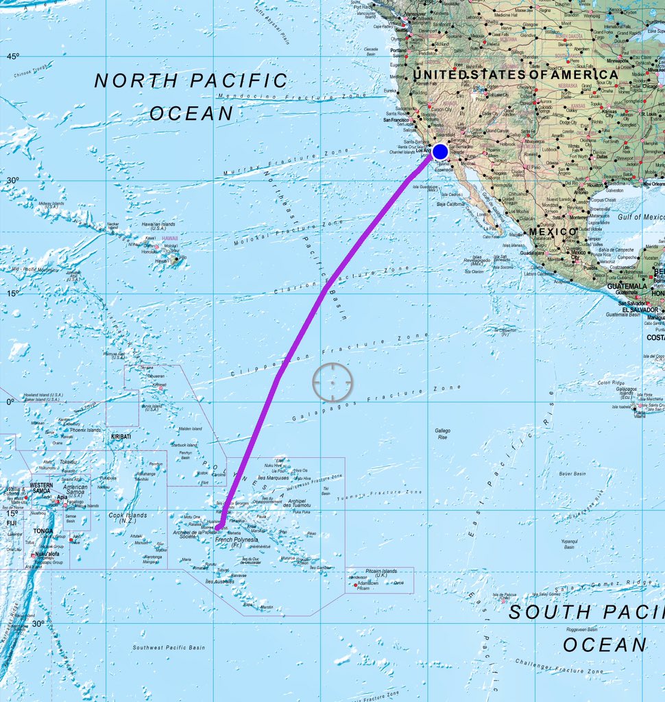 pascalrs's tweet photo. 7h46m over the Pacific Ocean. From Los Angeles @flyLAXairport to Papeete (French Polynesia). Time shift with Western Europe: -11h. #AF076 https://t.co/dubIJM5WiZ