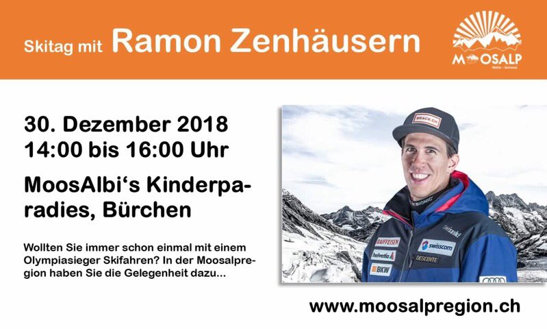 Moosalpregion's tweet photo. Nicht verpassen! #Skifahren mit dem #Olympiasieger #Ramon Zenhäusern im #MoosAlbi Kinderparadies in #Bürchen. Heute von 14:00 bis 16:00 Uhr. 

#Moosalpregion #Törbel #Ramonzenhäusern #Olympia https://t.co/PCNao8Qt5c