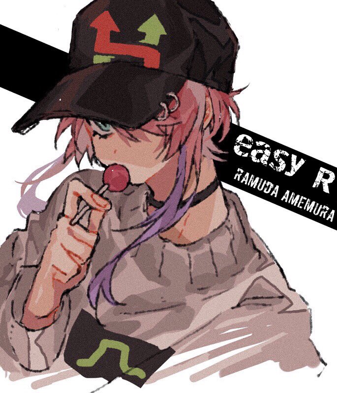 food candy lollipop hat solo male focus pink hair  illustration images