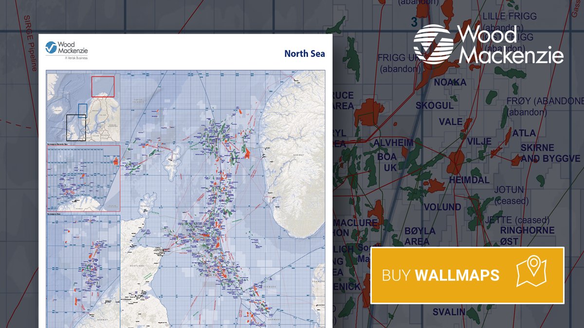 WoodMackenzie's tweet image. #WoodMacFavourites 
Most popular wallmaps of 2018: No.5 North Sea #oilandgas - detailing active licences, fields and infrastructure in Denmark, the Netherlands, Norway, and the UK go.woodmac.com/l/131501/2018-…
#wallmaps