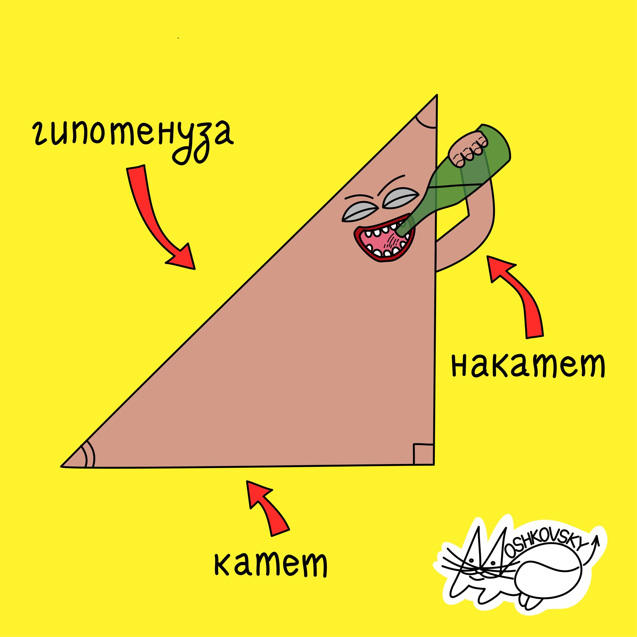 Moshkovsky_art on X: Ловите немножко геометрии) геометрия треугольник  накатет гипотенуза нг арт ржака прикол юмор смех смешно комикс  мемы moshkovsky t.coLYu5OX7pSR  X