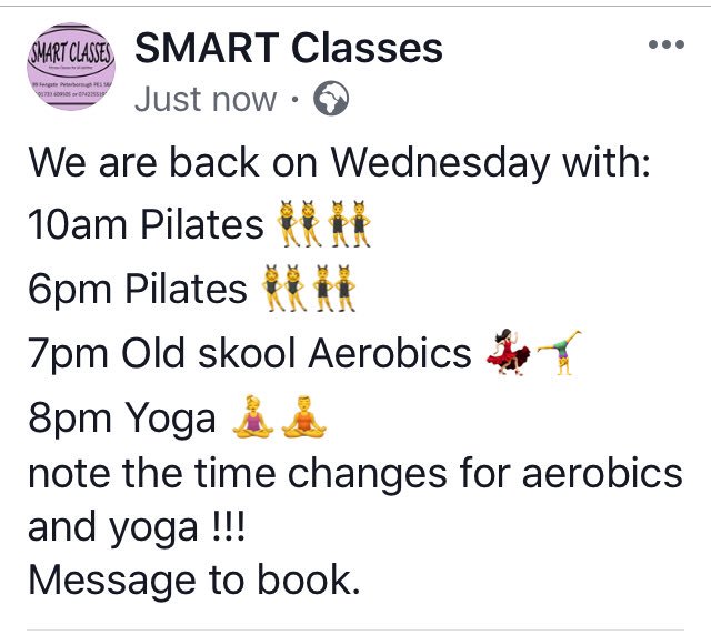 SMARTClasses4's tweet image. Looking forward to our classes starting again 2nd Jan 2019 #peterboroughuk #fengate #Exercise #fitness #pilates #yoga #aerobics #fatburner #funworkout