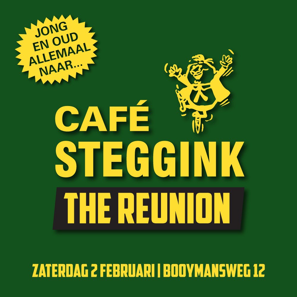 Save the date! || Alweer een jaar geleden begonnen we aan onze laatste maand Café Steggink. Uiteraard missen we ons kroegje aan de Dorpsstraat en alle gasten nog steeds. Daarom komen we met een feestje; Café Steggink 'The reunion'. #CaféSteggink #GoodOldTimes