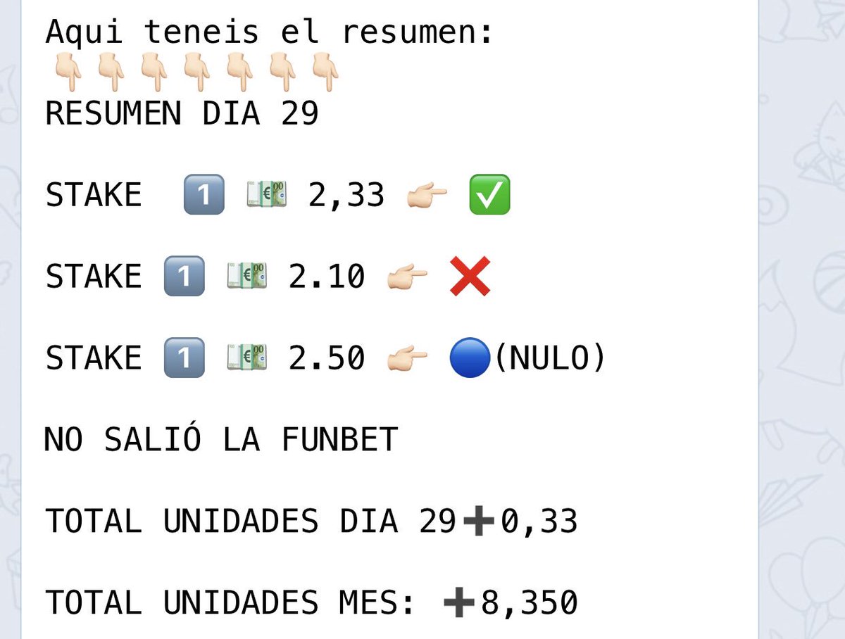 Buenos dias.
Ayer por un problema tecnico en Twiter no pudimos publicar los picks de ayer.
Os dejamos el resumen de ayer, y enseguida los picks de hoy.
Recordad que para no perdeos ningun pick tenemos el canal de Telegram.
