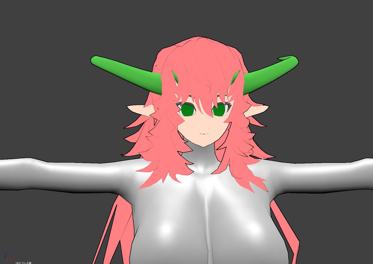 本日進捗。髪の毛で試行錯誤…
なんか顔のテクスチャだけ先に描いた方が良い気がしてきた。 