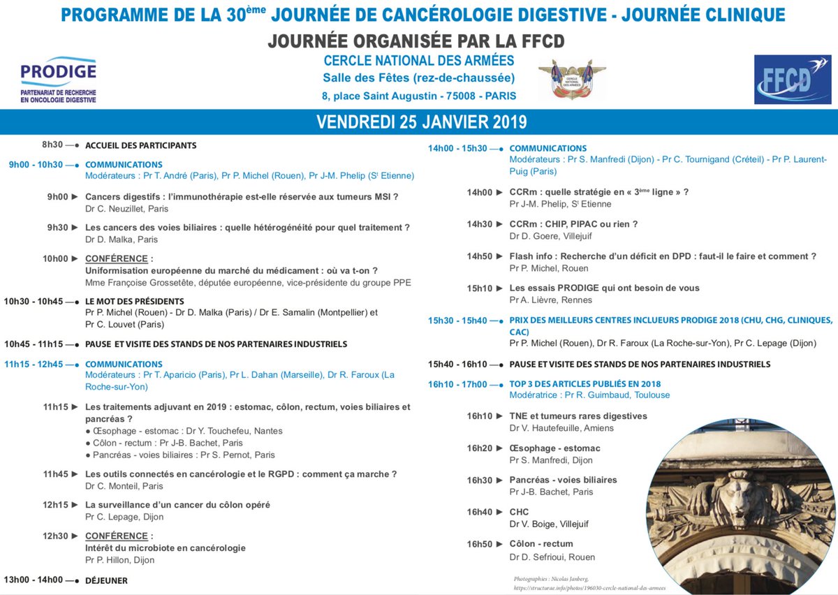 rg_rosine's tweet photo. Le rendez-vous annuel de cancérologie digestive organisé par PRODIGE (FFDC, Unicancer GI et GERCOR) approche. Paris 24 et 25 janvier 2019 pour le cours ABCD et la journée clinique ! https://t.co/dzVCdeMeIs