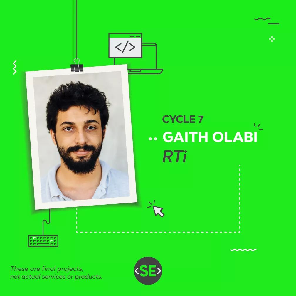 Our Cycle 7 graduate Ghaith Olabi has got your back when it comes to enjoying your favorite tunes. His app “RTi” records, encodes and streams in real-time, allowing the user to play them back anytime! 
Disclaimer: These are final projects, not actual services or products.