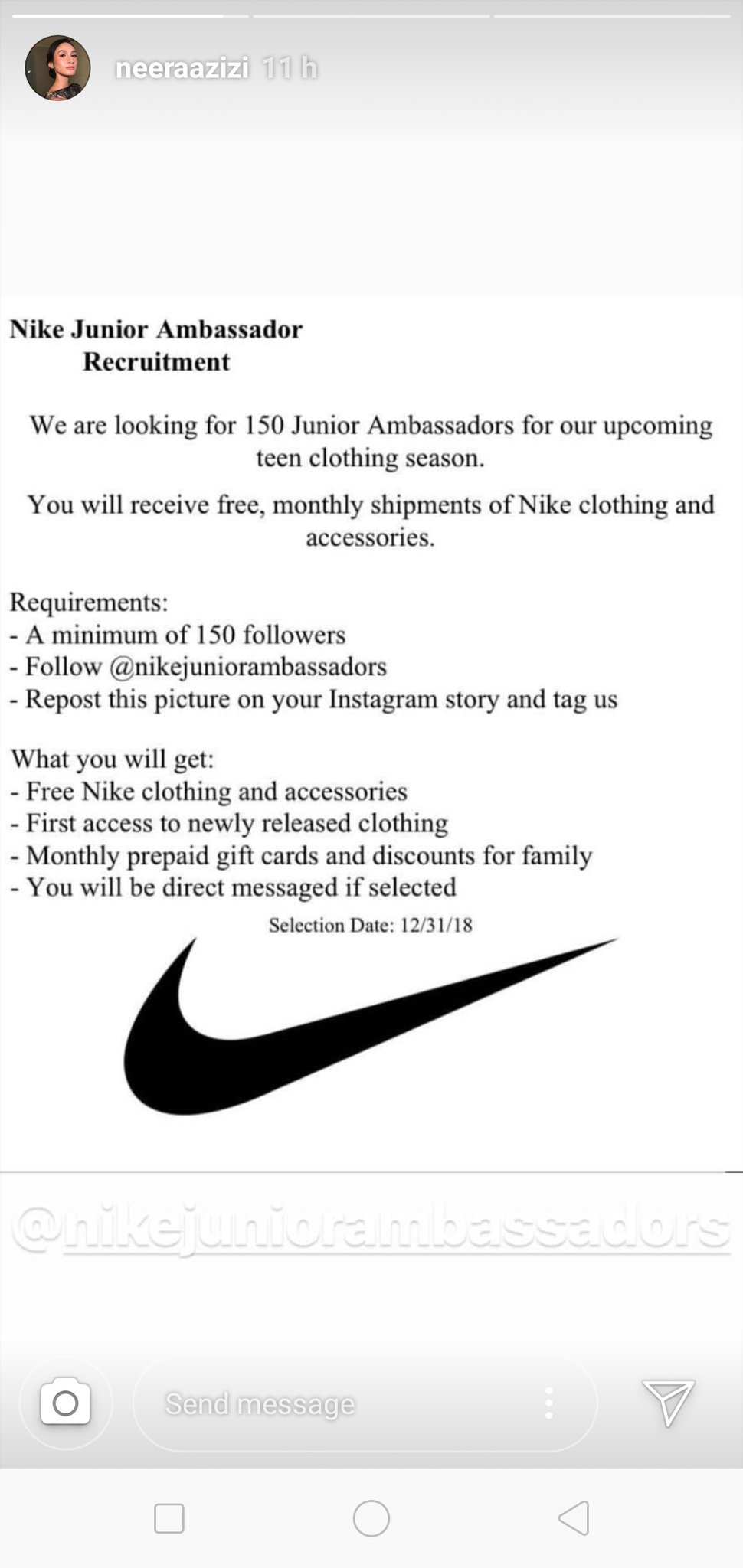 Nike junior ambassador instagram Clearance