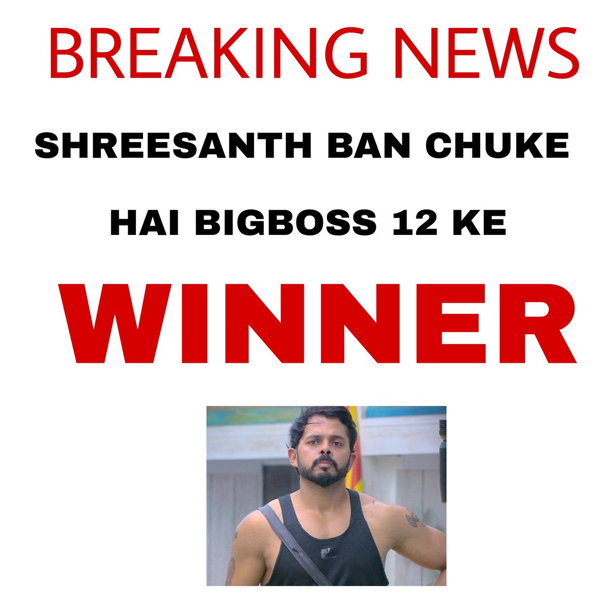 Anthony14053423's tweet image. Big boss 12 winner  #SreesanthForTheVictory #SreesanthForTheWin