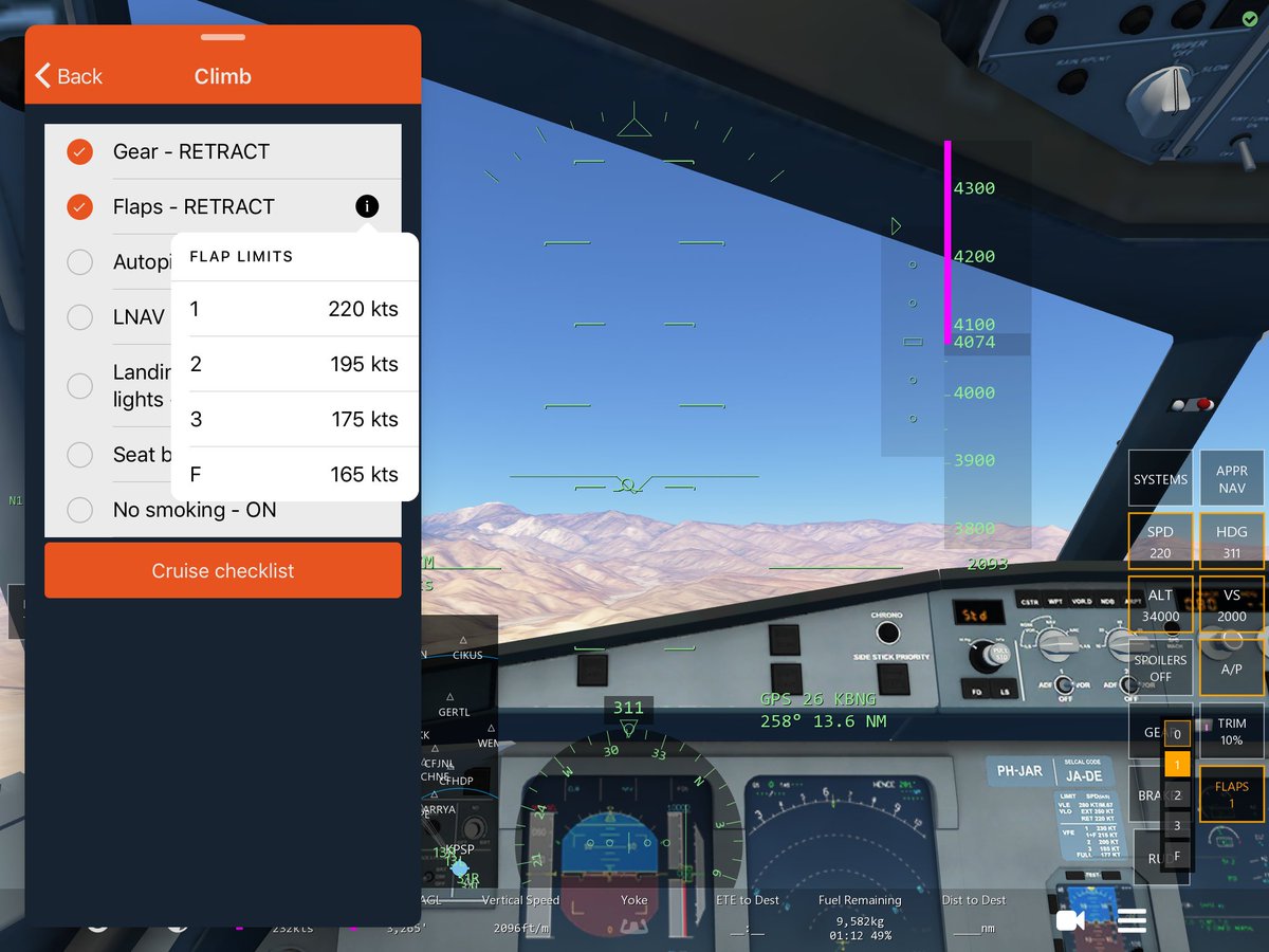IFChecklists's tweet photo. Have you ever wondered when you should retract or extend your flaps to increase realism? If yes, you will absolutely love our upcoming feature: flap limits data! This feature will be available for a big majority of the aircraft if you have IF Checklists Plus. #ifchecklists https://t.co/vtSfXS5VY9
