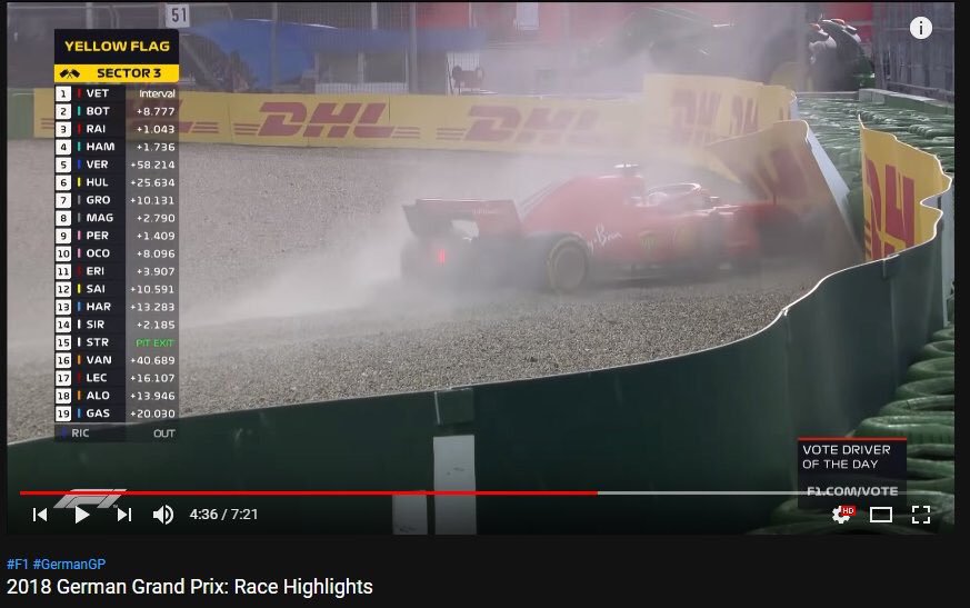 Symbollex's tweet photo. If you play the 2018 German Grand Prix Highlights at 11:55:24 on New Years Eve, Sebastian Vettel will crash out at midnight.
Start your 2019 right ππππ
#F1 #F1sToWatch https://t.co/LwU7JUJCcE
