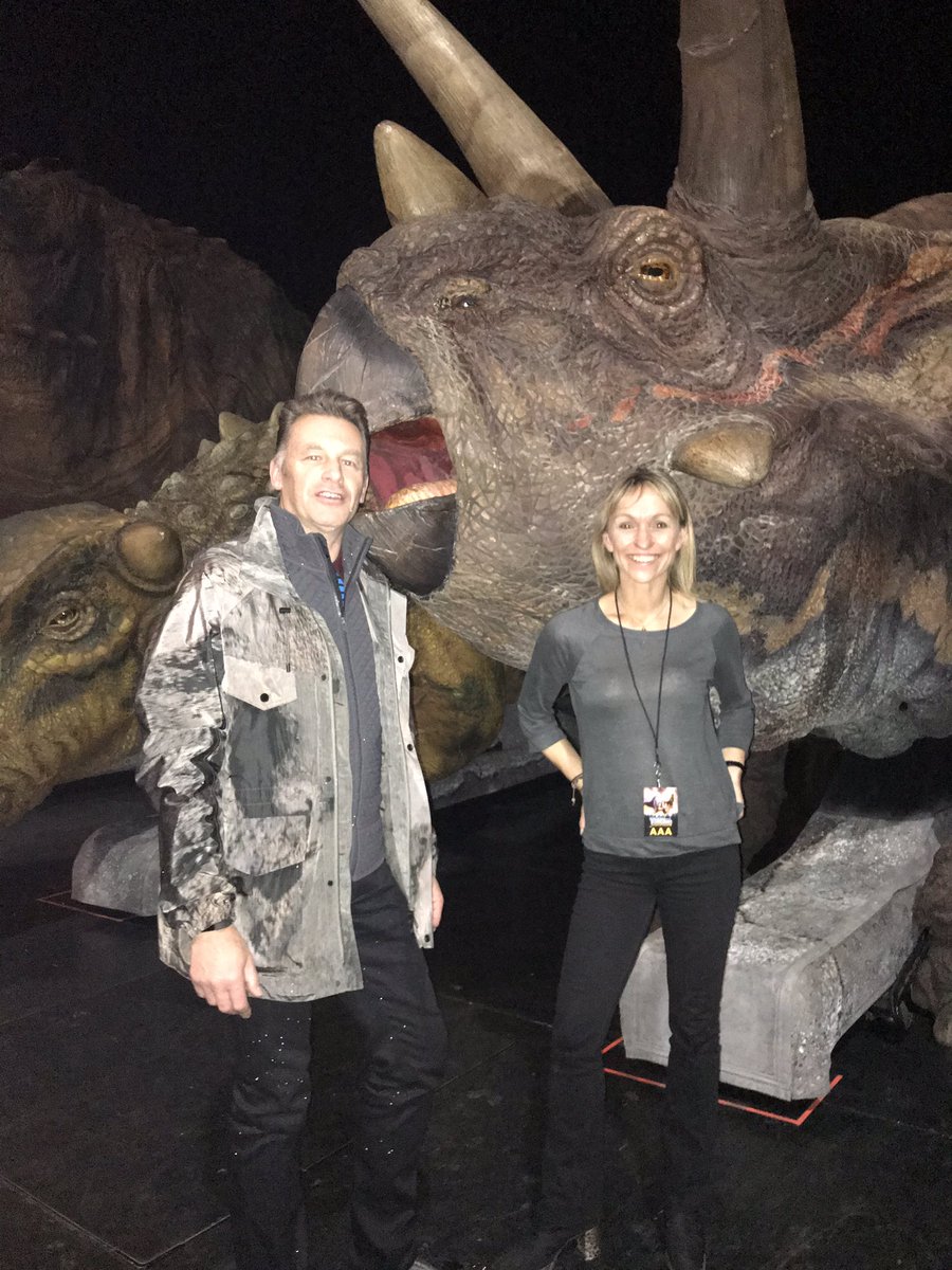 michaelastracha's tweet photo. Me and @ChrisGPackham CBE backstage after myWalking With Dinosours show at Wembley last night. He’s still the same old Chris, head hasn’t swelled to Torosaurus size, yet!! But it does look like he’s getting his ear nibbled! https://t.co/sdmTi3wsYB