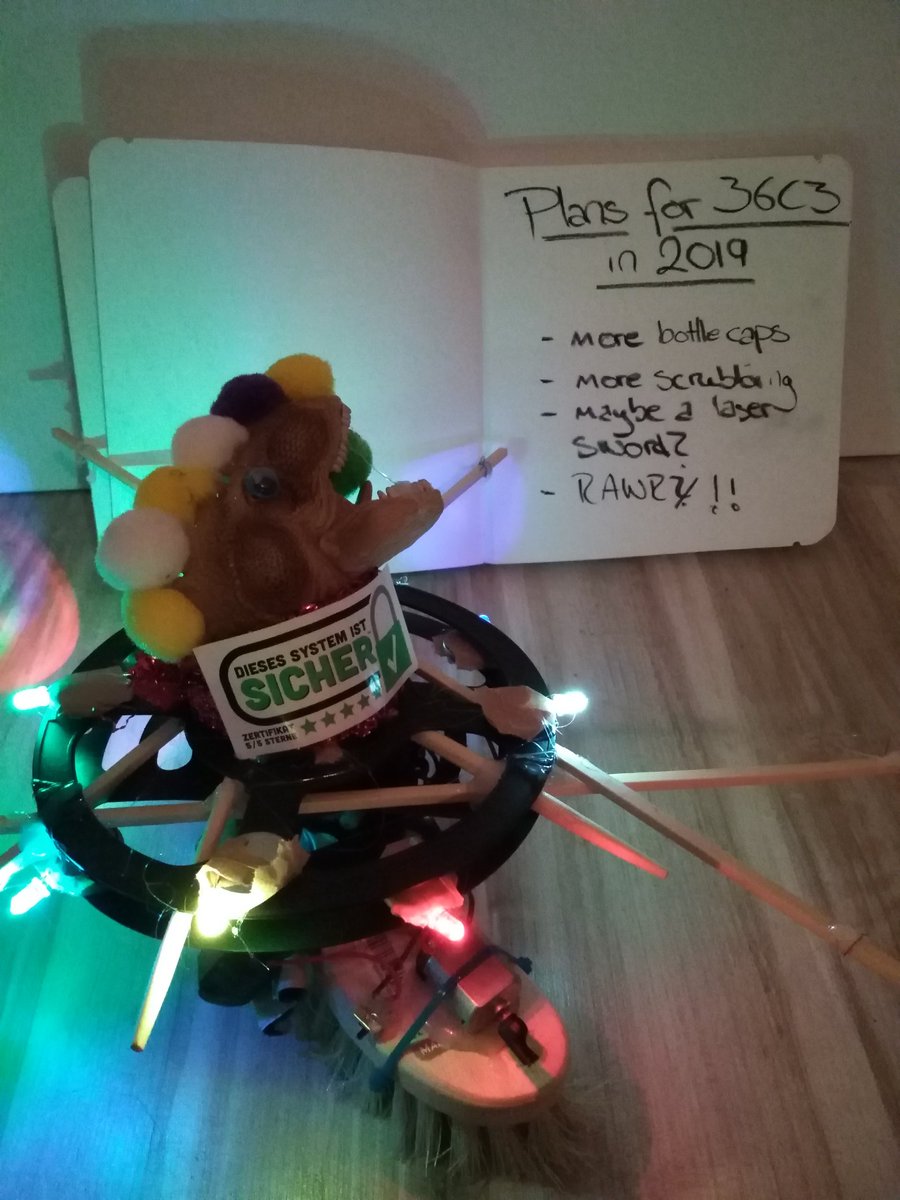 SchrubbiF's tweet photo. While you are all enjoying the last day of #35c3, I am already making plans for #36c3! Be prepared for the return of Schrubbi! #schrubbi https://t.co/baufYY9el6